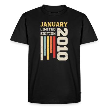 Janvier 2010 - Cadeau anniversaire Janvier 2010 - T-shirt Premium bio Homme - noir - Devant - Nico (187cm)