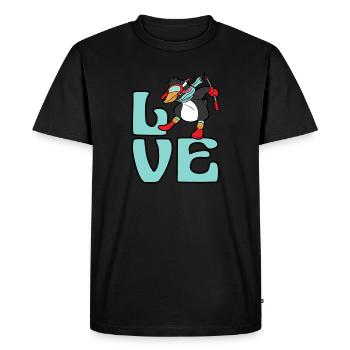 Pingouin skieur ski sport d'hiver neige - T-shirt Premium bio Homme - noir - Devant - Nico (187cm)