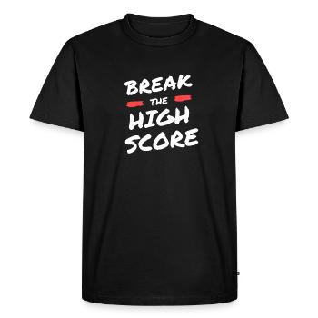 Break The Highscore - Men's Premium Organic T-Shirt - black - Front - Nico (187cm)
