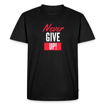 Never Give Up - Men's Premium Organic T-Shirt - black - Front - Nico (187cm)