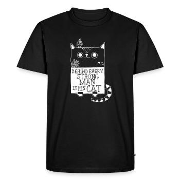 Derrière chaque homme fort se trouve son chat... catlove - T-shirt Premium bio Homme - noir - Devant - Nico (187cm)