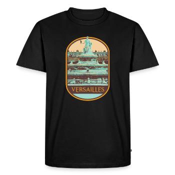 Fontaine Jardin Château Versailles, Élégance Royal - T-shirt Premium bio Homme - noir - Devant - Nico (187cm)