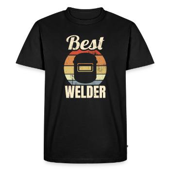 Funny Welder - Men's Premium Organic T-Shirt - black - Front - Nico (187cm)