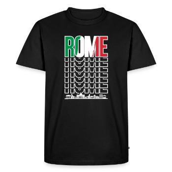 Rome Wordmark Repetition - Men's Premium Organic T-Shirt - black - Front - Nico (187cm)