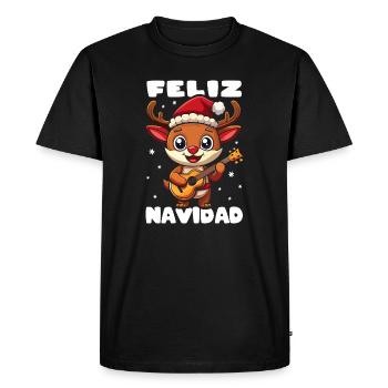 Feliz Navidad Renne Rudolph Ukulélé - T-shirt Premium bio Homme - noir - Devant - Nico (187cm)