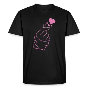 Finger heart k-pop K-drama 2 couleurs custom - T-shirt Premium bio Homme - noir - Devant - Nico (187cm)