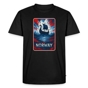 Norway Landscape Flags Design - Men's Premium Organic T-Shirt - black - Front - Nico (187cm)