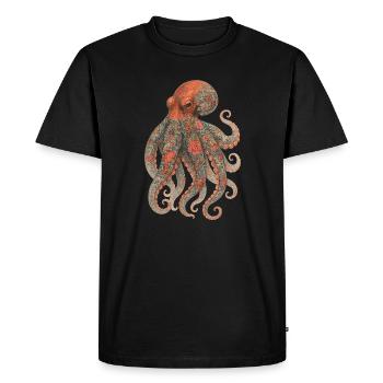 Octopus Yakuza – Aquarelle Tatouée Élégance - T-shirt Premium bio Homme - noir - Devant - Nico (187cm)