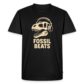 Fossil Beats Dinosaur avec des écouteurs - T-shirt Premium bio Homme - noir - Devant - Nico (187cm)