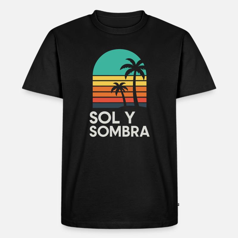 Boden und Schatten Sunset Palm - Männer Premium Bio T-Shirt - Schwarz