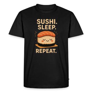 Sushi Sleep Repeat – Fun Kawaii Design - Men's Premium Organic T-Shirt - black - Front - Nico (187cm)