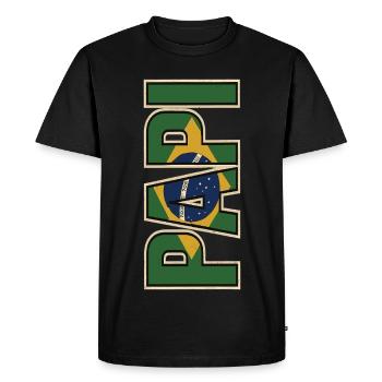 PAPI Brasil – Style rétro avec drapeaux - T-shirt Premium bio Homme - noir - Devant - Nico (187cm)