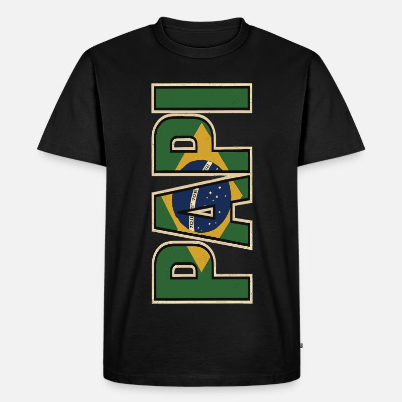 PAPI Brasil – Retro Style mit Flaggen - Männer Premium Bio T-Shirt - Schwarz