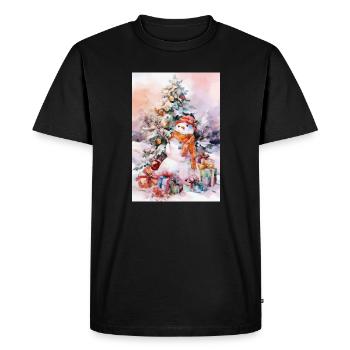 Snowman Watercolor Christmas - Men's Premium Organic T-Shirt - black - Front - Nico (187cm)