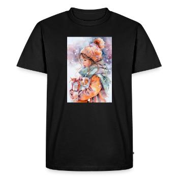 Aquarelle Fantaisie d’hiver - T-shirt Premium bio Homme - noir - Devant - Nico (187cm)