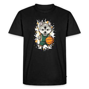 Husky artiste de balle, éclaboussant - T-shirt Premium bio Homme - noir - Devant - Nico (187cm)