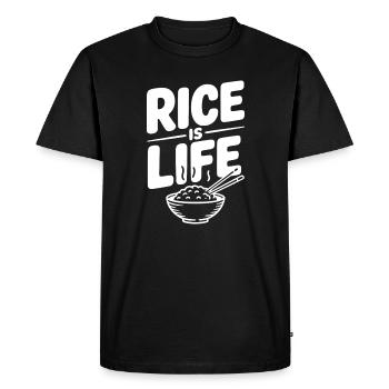Rice Is Life - Men's Premium Organic T-Shirt - black - Front - Nico (187cm)