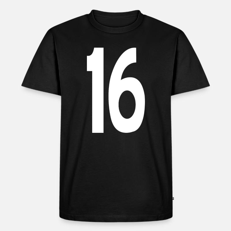 16 Sechzehn - Männer Premium Bio T-Shirt - Schwarz