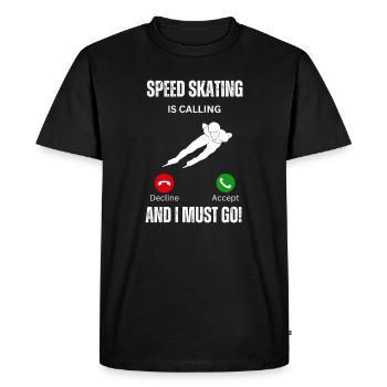Le patinage de vitesse m’appelle et je dois y aller - T-shirt Premium bio Homme - noir - Devant - Nico (187cm)