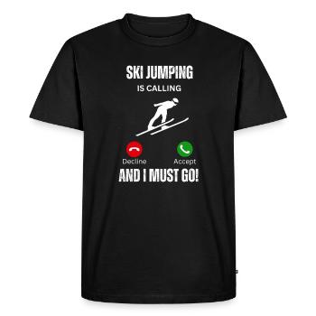 ski jumping is calling and I must go - Men's Premium Organic T-Shirt - black - Front - Nico (187cm)