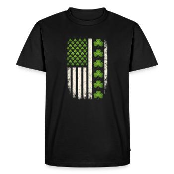 Irish Shamrock American Flag - Men's Premium Organic T-Shirt - black - Front - Nico (187cm)