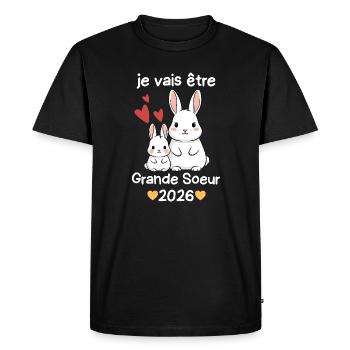 Future Grande Sœur 2026 Je Vais être Grande Soeur - T-shirt Premium bio Homme - noir - Devant - Nico (187cm)