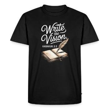 Write the Vision Bible Art - Men's Premium Organic T-Shirt - black - Front - Nico (187cm)