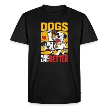 Les chiens rendent la vie meilleure dans le design de bandes dessinées - T-shirt Premium bio Homme - noir - Devant - Nico (187cm)