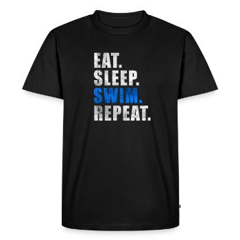 MANGER DORMIR NAGER RÉPÉTER Flotteur de sauvetage de natation - T-shirt Premium bio Homme - noir - Devant - Nico (187cm)
