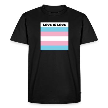 Drapeau LOVE IS LOVE TRANS - T-shirt Premium bio Homme - noir - Devant - Nico (187cm)