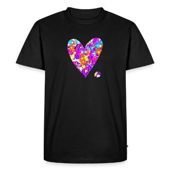 Un grand cœur. Point. - T-shirt Premium bio Homme - noir - Devant - Nico (187cm)