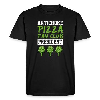 artichoke pizza fan club president design - Men's Premium Organic T-Shirt - black - Front - Nico (187cm)