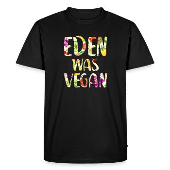 Vegan Vegetarian Christian Bible Eden was vegan - Men's Premium Organic T-Shirt - black - Front - Nico (187cm)