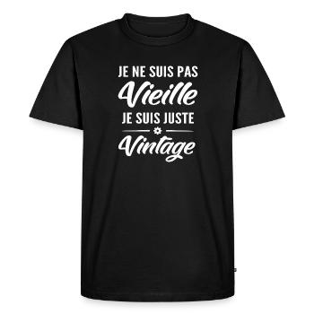 je ne suis pas vieille je suis vintage - T-shirt Premium bio Homme - noir - Devant - Nico (187cm)