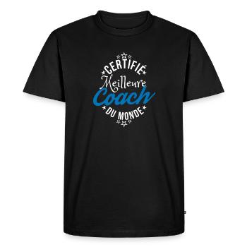 certifié meilleur coach cadeau humour super coach - T-shirt Premium bio Homme - noir - Devant - Nico (187cm)