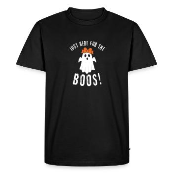 Juste ici pour les Boos! Halloween hilarant - T-shirt Premium bio Homme - noir - Devant - Nico (187cm)