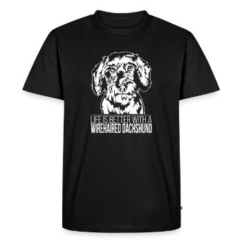 Wirehaired Dachshund life is better Dogs Wilsigns - Men's Premium Organic T-Shirt - black - Front - Nico (187cm)