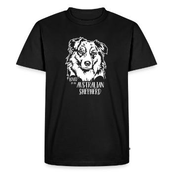 Loved by an Australian Shepherd Dog Wilsigns - Men's Premium Organic T-Shirt - black - Front - Nico (187cm)