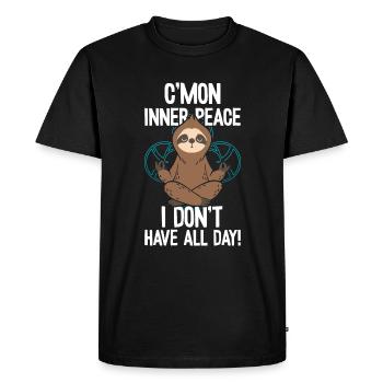 C'mon inner peace i don't have all day! - Yoga - Men's Premium Organic T-Shirt - black - Front - Nico (187cm)