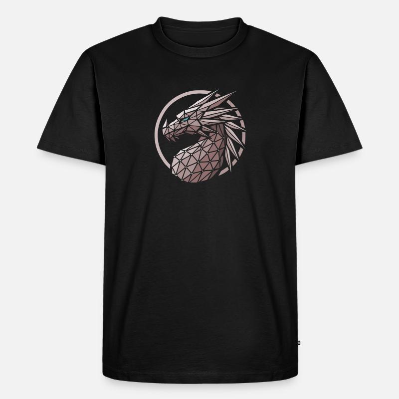 Polygone Drachenkopf - Männer Premium Bio T-Shirt - Schwarz