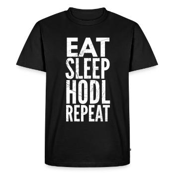 Conception de crypto-monnaie Eat Sleep HODL Repeat - T-shirt Premium bio Homme - noir - Devant - Nico (187cm)