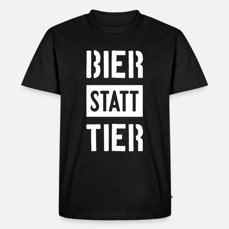 BIER STATT TIER VEGAN - Männer Premium Bio T-Shirt - Schwarz