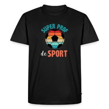 super prof de sport - T-shirt Premium bio Homme - noir - Devant - Nico (187cm)