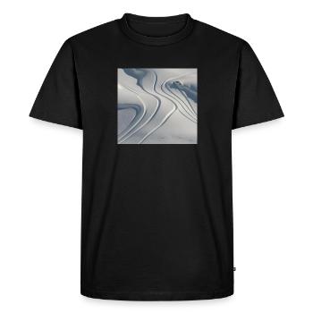 Snow-covered mountain landscape with ski touring tracks - Men's Premium Organic T-Shirt - black - Front - Nico (187cm)