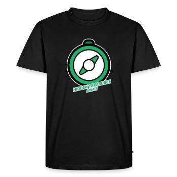Hidden Treasures Await Geocaching - Men's Premium Organic T-Shirt - black - Front - Nico (187cm)