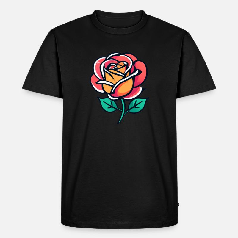 Rose - Männer Premium Bio T-Shirt - Schwarz