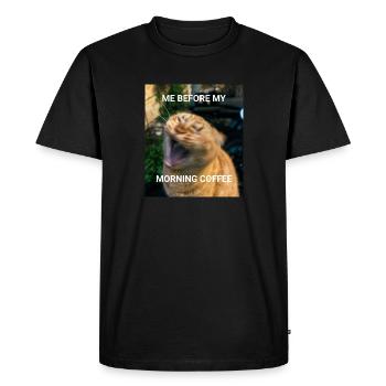 MOI AVANT LE CAFÉ DU MATIN Café du matin Chats Mèmes - T-shirt Premium bio Homme - noir - Devant - Nico (187cm)