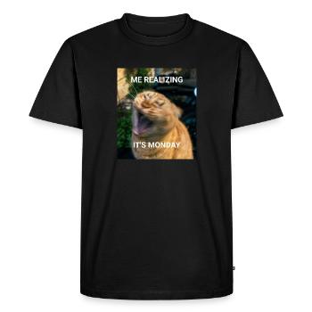 MOI RÉALISANT QUE C’EST LUNDI – Red Cats Memes - T-shirt Premium bio Homme - noir - Devant - Nico (187cm)