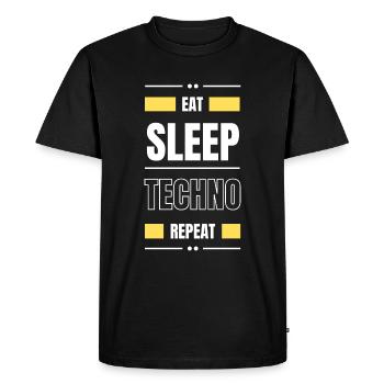 manger dormir techno répéter l’idée cadeau fête en disant - T-shirt Premium bio Homme - noir - Devant - Nico (187cm)