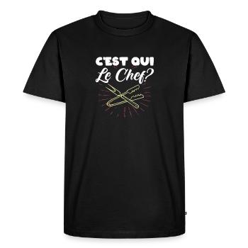 C'est Qui Le Chef Papa Cuisinie BBQ Cuisto Humour - T-shirt Premium bio Homme - noir - Devant - Nico (187cm)